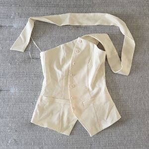Cream Asymmetrical Button-Up Top